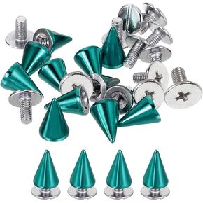 uxcell 50 Sets Spikes and Studs, 7 x 10mm Cone Spikes Screw Back Studs Rivets, Cone Punk Spikes Rivet for Clothing Belts Bags DIY Leather Crafts, Sky Blue