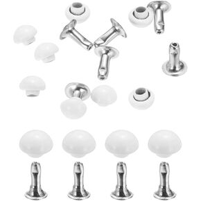 HARFINGTON 10Pcs Mini Rivet Studs 4mm Double Cap Leather Rivets Tubular Metal Studs for Clothes Sewing Purse Repair Bag Repair and Decoration, Light Blue