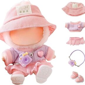 Clothes for Labooboo Doll -5 Set Outfit 17cm Doll Clothes for LBB(Hat, Sweater, Skirt, Shoes, mini Camera) Premium Stylish Doll Outfit with Accessories（No Doll）