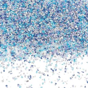 SUNNYCLUE 1 Box 100G Blue Crushed Glass Decorative Broken Pieces 1.4-5mm Small Crush Irregular Crystal Glitter Gems Chips Chunky Sequins for Resin Art Crafts Vase Filler Nail DIY Jewelry Wedding Decor