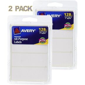 Avery All-Purpose Labels, 1 x 2.75 Inches, White, Pack of 128 (6113), 2 Packs