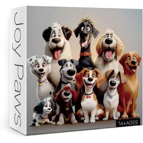 Cute Puppy Puzzle for Adults 1000 Pieces, Dog Cartoon Jigsaw Puzzle Golden Retriever, Animal Labradoodle Golden Doodle Doberman Puzzle