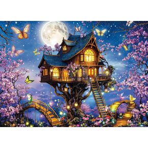 HUADADA 1000 Piece Puzzles for Adults - Elf Tree House - Jigsaw Puzzles for Adults and Kids 1000 Piece Fairy Tale House Educational Games Colorful Puzzles for Home Decoration