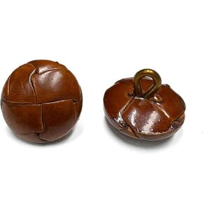 Genuine Leather Buttons Vintage Pack 6 - Round Sewing Buttons for Coats Jackets Sweaters Knitwear Craft DIY Accessories (Light Brown, 3/4")