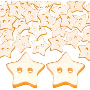 20 Pcs 1/2 inch Star Buttons with 2 Holes for Crafts, 12mm Resin Sewing Five-Pointed Small Button for Doll DIY Clothes Cardigan Sweater Shirt Sock Knitting Sewing Scrapbooking Decorative (Orange)