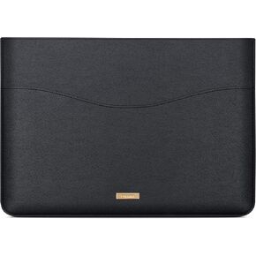 Comfyable Slim Laptop Sleeve 13 Inch Compatible with MacBook Air & MacBook Pro M2 M1 2022 2020, Faux Leather Computer Cover Case with Accessory Pocket (Model #s A2338 A2337 A2681), Black