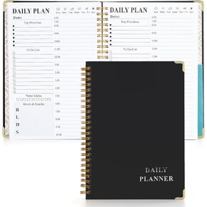 Undated Daily To Do List Planner Notebook - 6x8 Spiral Bound, Aesthetic To Do List Notepad for Work with 160 Pages, Hourly Schedule and Priority Checklist - Productivity Organizer for Office, School for Woman & Man (Pink)