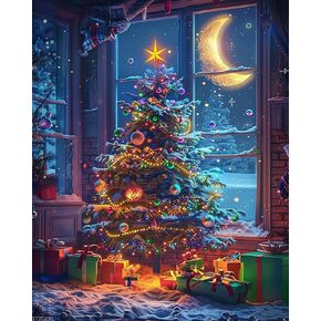 XTXGERL Paint by Numbers Kits for Adults Christmas, DIY Oil Painting Christmas Tree Acrylic Paint by Number for Adults Beginner with Brushes for Home Wall Decor 16x20 inch