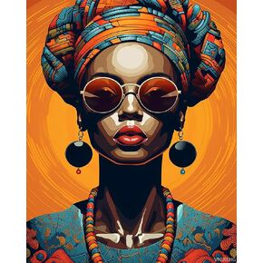 VNUIEHG Paint by Numbers Kit for Adults African Woman Complete Set Watercolor Paint Set with 40x50cm Canvas and Acrylic, DIY Art Project for Beginners and Experts Ideal for Home Wall Decor