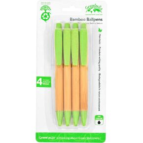 GreenMila Durable Pens, 1.0mm Ballpoint Pens Premium Writing Quality for School, Home & Daily Use - Pack of 4, Green