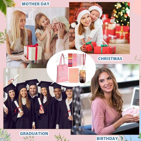 Talltalk 14 Pcs Godmother Appreciation Gift Set for Women 16oz Glass Canvas Bag A5 Journal Ballpoint Pen Notes Highlighter for Mother's Day Christmas Thanksgiving Birthday Wishes(Black) in Kuwait