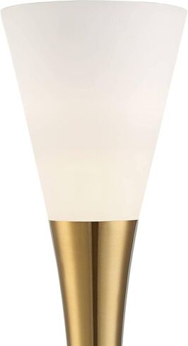 Possini Euro Design Piazza Mid Century Modern Glam Style Torchiere Floor Lamp 72.5" Tall Black Antique Brass Metal White Glass Shade for Living Room Reading House Bedroom Home Office in Saudi Arabia