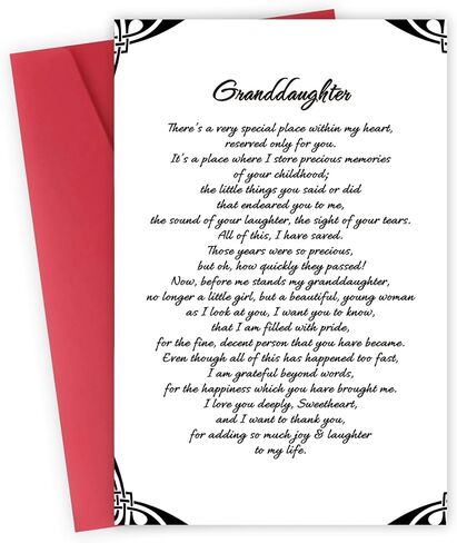 Cherished Granddaughter Birthday Card with Envelope, Happy Birthday Gifts for Granddaughter, Ideal for Collecting Memories, Includes Red Envelope Bday Greeting Card，Heartfelt Message for She in Kuwait
