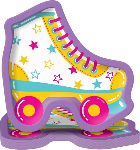 HOME & HOOPLA Retro Party Supplies - Roller Skate Shaped Paper Dessert Plates for 16 Guests in Saudi Arabia