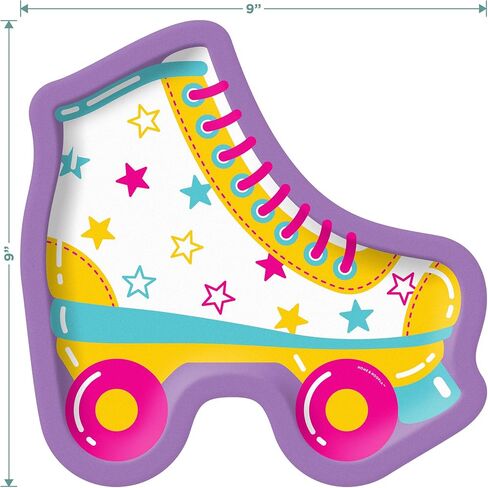 HOME & HOOPLA Retro Party Supplies - Roller Skate Shaped Paper Dessert Plates for 16 Guests in Saudi Arabia
