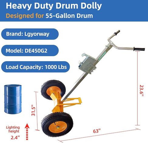 55 جالون دلي ، عربة أسطوانة ، عربة دولي برميل مع عجلات ، شاحنة يدوية الإطار الصلب ، 1000 رطل. in Kuwait