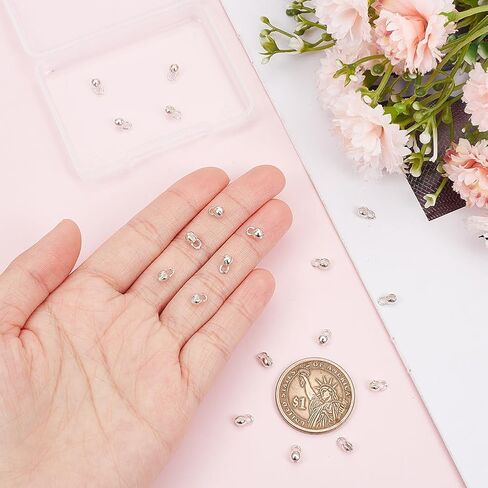 Benecreat 20pcs 925 sterling Silver Cover Cover Beads ، 5.5x3mm mount Bead Tips Calotte Weads ، Clamshell Knot Cover for Jewelry Making Diy Crafts ، Hole: 1.6mm: in Saudi Arabia
