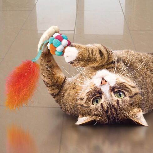 Kong Active Cat Toys-2 Pack-DANETACTACT CAT TOY للقطط الداخلية-تعزز التمرين ، غريزة الصيد واللعب (Scrunchie/Pull-a-partz Yarnz) in Saudi Arabia
