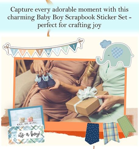 Baby Stickers for Scrapbooking - Decorative Baby Scrapbook Stickers with Stork, Cute Animals, Blue Aesthetic Colors Design - Set of 2 Baby Boy Embellishments for Scrapbooking, Photo Album, Journal in Saudi Arabia