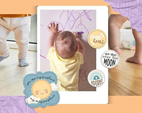 Baby Stickers for Scrapbooking - Decorative Baby Scrapbook Stickers with Stork, Cute Animals, Blue Aesthetic Colors Design - Set of 2 Baby Boy Embellishments for Scrapbooking, Photo Album, Journal in Saudi Arabia