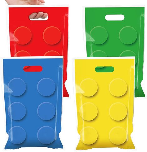 100Pcs Building Block Birthday Party Favors Bag Building Bricks Plastic Gift Bags Building Block Candy Snack Bag Bricks Theme Parties Goodie Treat Bags for Kids Boy Birthday Party Decorations Supplies in Saudi Arabia