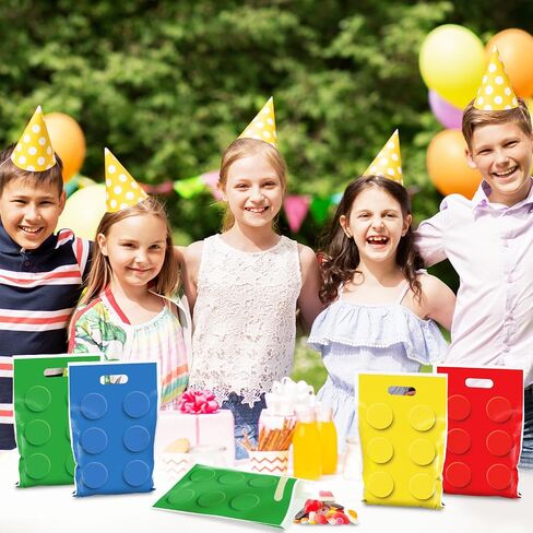 100Pcs Building Block Birthday Party Favors Bag Building Bricks Plastic Gift Bags Building Block Candy Snack Bag Bricks Theme Parties Goodie Treat Bags for Kids Boy Birthday Party Decorations Supplies in Saudi Arabia