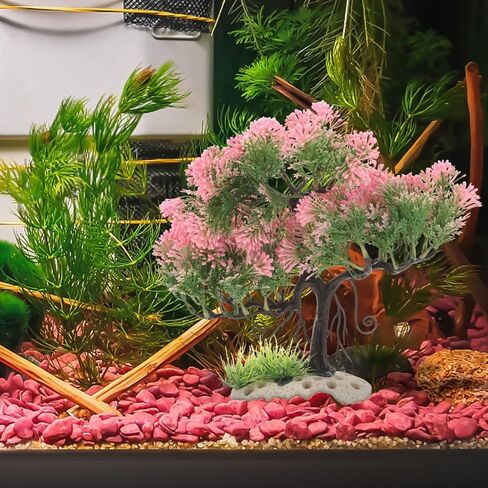 زخرفة نباتات Nolitoy Aquarium Plastic Plants ، وترفيه شجرة بونساي الاصطناعية الملحقات لـ Betta Fish Goldfish in Kuwait