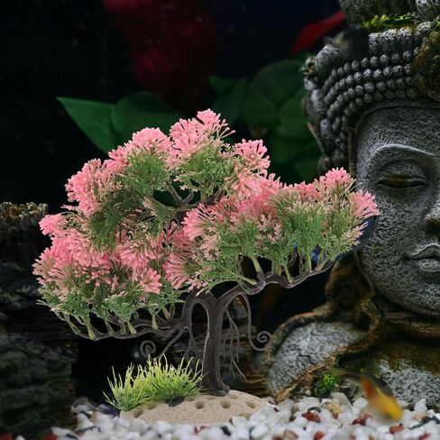 زخرفة نباتات Nolitoy Aquarium Plastic Plants ، وترفيه شجرة بونساي الاصطناعية الملحقات لـ Betta Fish Goldfish in Kuwait