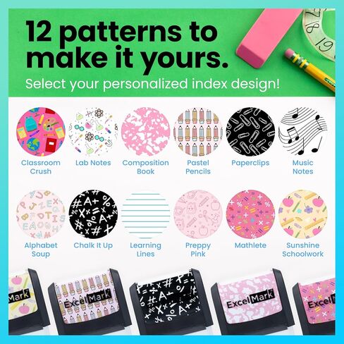Excelmark Figuredized Teacher Stamps for Classroom - طوابع مخصصة للدرجات - التورية من الثناء مع 12 أنماطًا أنيقة (Mount Mount ، عمل Bee -Autiful) in Saudi Arabia