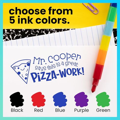 Excelmark Figuredized Teacher Stamps for Classroom - طوابع مخصصة للدرجات - التورية من الثناء مع 12 أنماطًا أنيقة (Mount Mount ، عمل Bee -Autiful) in Saudi Arabia