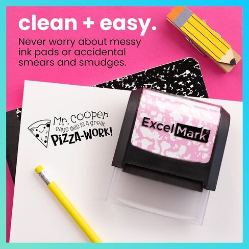 Excelmark Figuredized Teacher Stamps for Classroom - طوابع مخصصة للدرجات - التورية من الثناء مع 12 أنماطًا أنيقة (Mount Mount ، عمل Bee -Autiful) in Saudi Arabia