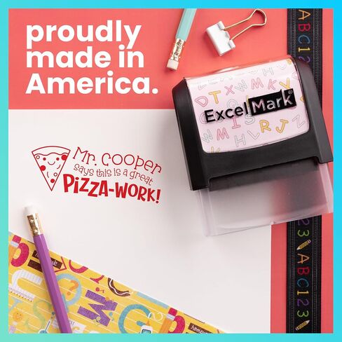 Excelmark Figuredized Teacher Stamps for Classroom - طوابع مخصصة للدرجات - التورية من الثناء مع 12 أنماطًا أنيقة (Mount Mount ، عمل Bee -Autiful) in Saudi Arabia