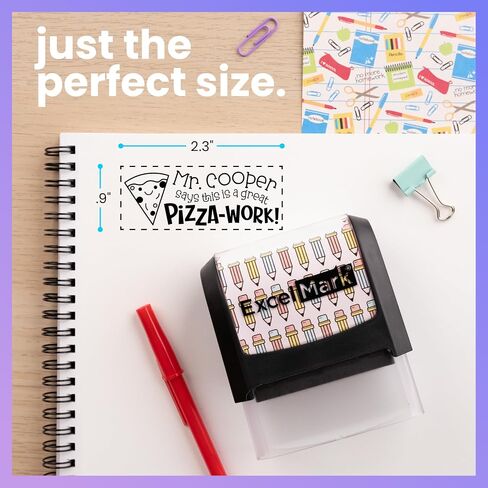 Excelmark Figuredized Teacher Stamps for Classroom - طوابع مخصصة للدرجات - التورية من الثناء مع 12 أنماطًا أنيقة (Mount Mount ، عمل Bee -Autiful) in Saudi Arabia
