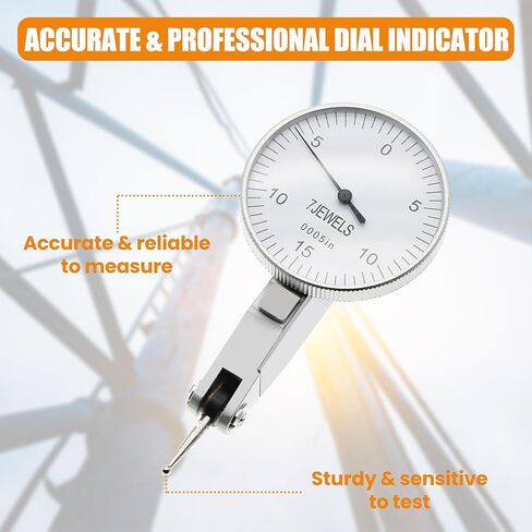 Dial Test Indicator 7 Jewels Dial Indicator Gauge Range 0.03’’Graduation 0.0005’’ 0-15-0 Scale in Kuwait