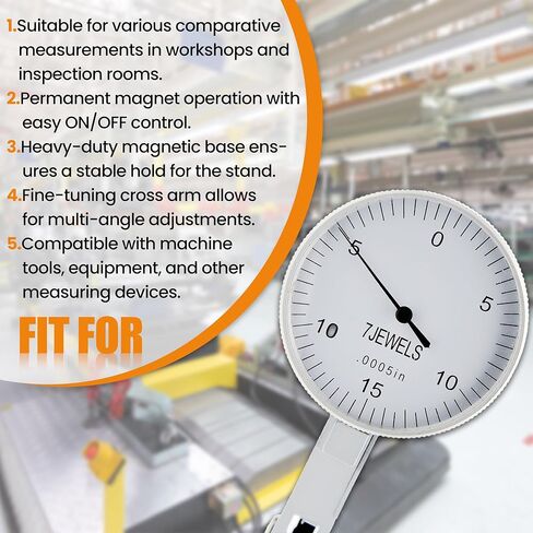 Dial Test Indicator 7 Jewels Dial Indicator Gauge Range 0.03’’Graduation 0.0005’’ 0-15-0 Scale in Kuwait