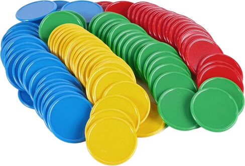 100Pcs 1.45 Inch Plastic Poker Chips with Storage Box for Game Tokens,Learning Counters,Bingo,Math Learning,Classroom,and Kids Behavior (4 Colors-Red,Yellow,Blue,Green) in Saudi Arabia