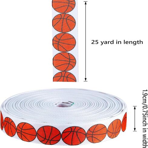 Thiccywoov Basketball Ribbon Wired 3/4 Inch 25 Yard Sports Ball Ribbon Wide Grosgrain Basketball Craft Ribbons for Team Hair Bow Wreath Sport Lanyard Gift Wrapping Crafting Sewing Party Decoration in Kuwait