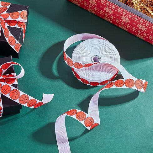 Thiccywoov Basketball Ribbon Wired 3/4 Inch 25 Yard Sports Ball Ribbon Wide Grosgrain Basketball Craft Ribbons for Team Hair Bow Wreath Sport Lanyard Gift Wrapping Crafting Sewing Party Decoration in Kuwait