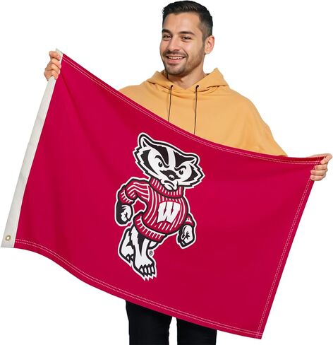 Wisconsin Badgers College Sports Printed Flag - NCAA Licensed - Super Polyester 2' x 3' School Banner (Red, White, Black) in Kuwait