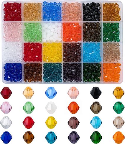 2880pcs 4mm Bicone Crystal Beads ، حبات زجاجية صغيرة ذات جوانب صغيرة لصنع المجوهر in Kuwait