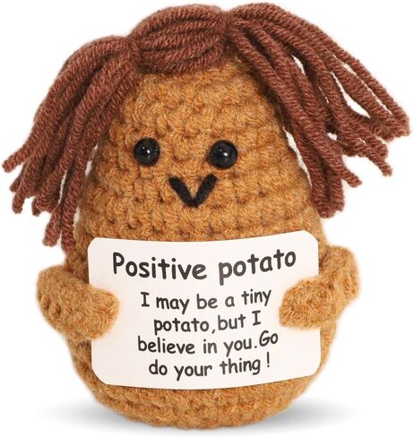 1PCS Funny Crochet Positive Potato: Handmde Emotional Support Pickle Gifts Encouragement Support Vegetables Knitted Dolls for Birthday Christmas Girls Gifts Party Decor-Miss Potato in Saudi Arabia