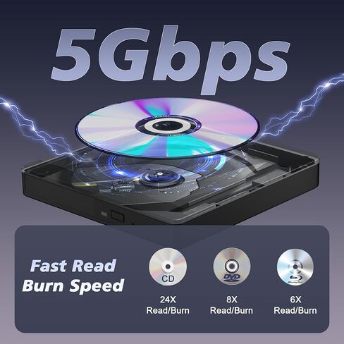 External CD/DVD Drive for Laptop USB 3.0 and Type-C DVD Burner Portable +/-RW Player,Reader Rewriter Writer Disk Duplicator Compatible with Latptop PC Windows XP/7/8/10, Linux Mac OS in Saudi Arabia