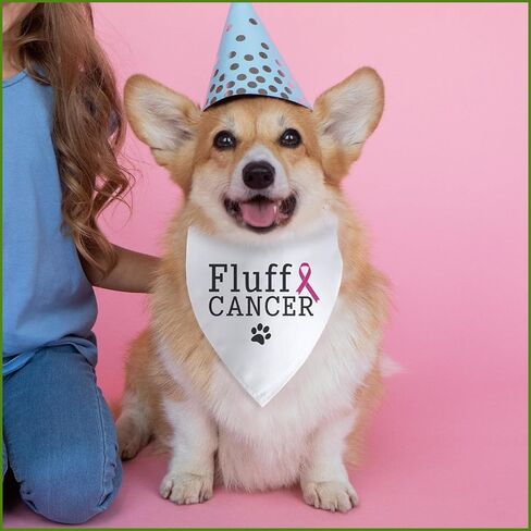Fluff Cancer Dog Bandana Breast Cancer Survivor Breast Cancer Awareness Dog Bandana for Large Medium Small Dogs Photo Prop Pet Scarf Accessories Christmas Puppy Gifts in Kuwait