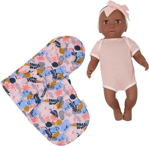 LullaBaby – 14-Inch Realistic Baby Doll – Floral Swaddle & Pink Bow Headband – Hazel Eyes & Warm Skintone – Pretend Play 2+ Years– Baby Doll & Floral Swaddle in Kuwait