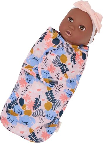 LullaBaby – 14-Inch Realistic Baby Doll – Floral Swaddle & Pink Bow Headband – Hazel Eyes & Warm Skintone – Pretend Play 2+ Years– Baby Doll & Floral Swaddle in Kuwait
