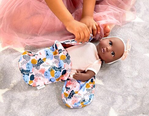 LullaBaby – 14-Inch Realistic Baby Doll – Floral Swaddle & Pink Bow Headband – Hazel Eyes & Warm Skintone – Pretend Play 2+ Years– Baby Doll & Floral Swaddle in Kuwait