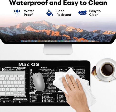 Excel Cheat Sheet Desk Pad - Mac Mouse Shortcuts Keyboard Mat 31.5 X 11.8'' Large Gaming Mousepad Excel/Word/Office/Mac OS Basic Short Cut Formulas Mats Non Slip Desktop Computer Pads for Work in Saudi Arabia