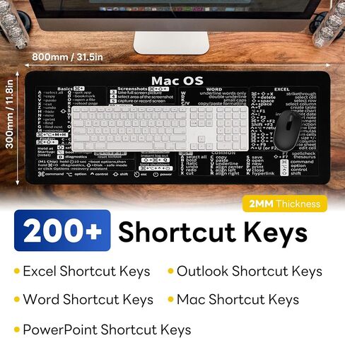 Excel Cheat Sheet Desk Pad - Mac Mouse Shortcuts Keyboard Mat 31.5 X 11.8'' Large Gaming Mousepad Excel/Word/Office/Mac OS Basic Short Cut Formulas Mats Non Slip Desktop Computer Pads for Work in Saudi Arabia