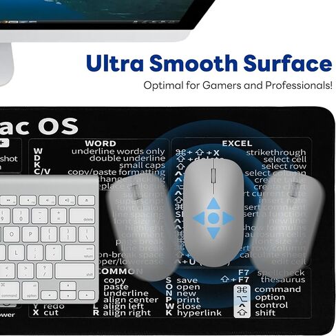 Excel Cheat Sheet Desk Pad - Mac Mouse Shortcuts Keyboard Mat 31.5 X 11.8'' Large Gaming Mousepad Excel/Word/Office/Mac OS Basic Short Cut Formulas Mats Non Slip Desktop Computer Pads for Work in Saudi Arabia