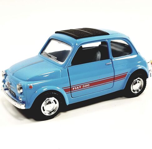 Kinsmart. Fiat 500 Powder Blue 2 Door Hardtop مع فتحة سقف مغلقة 1/24 G Scale Diecast Car in Saudi Arabia